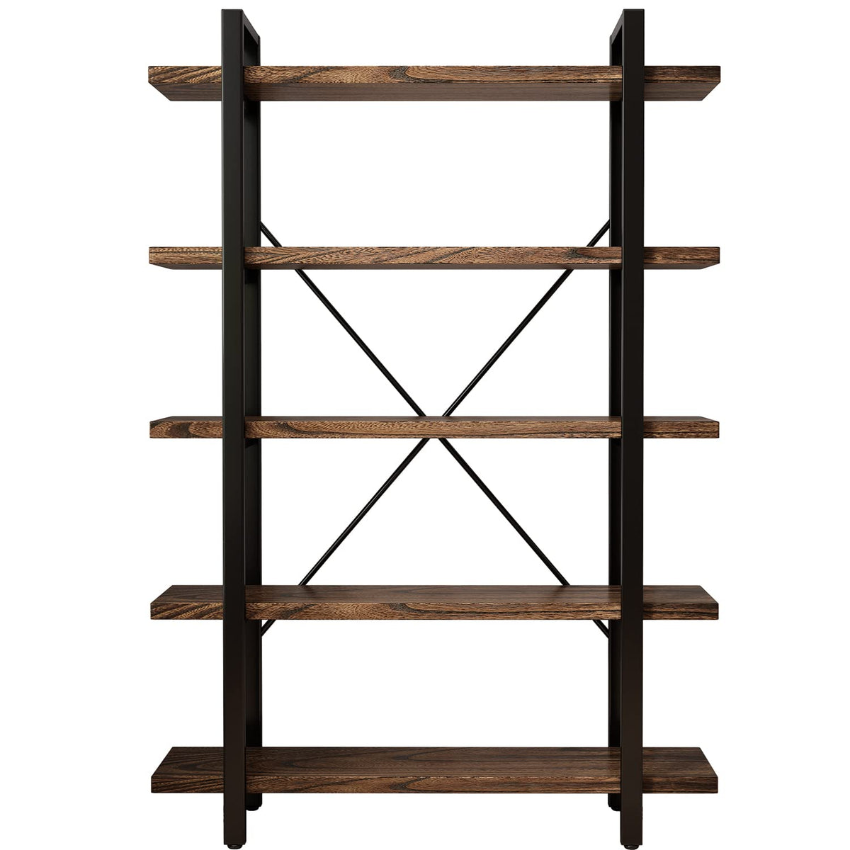 5-Tier Solid Wood and Metal Bookcase Z14254