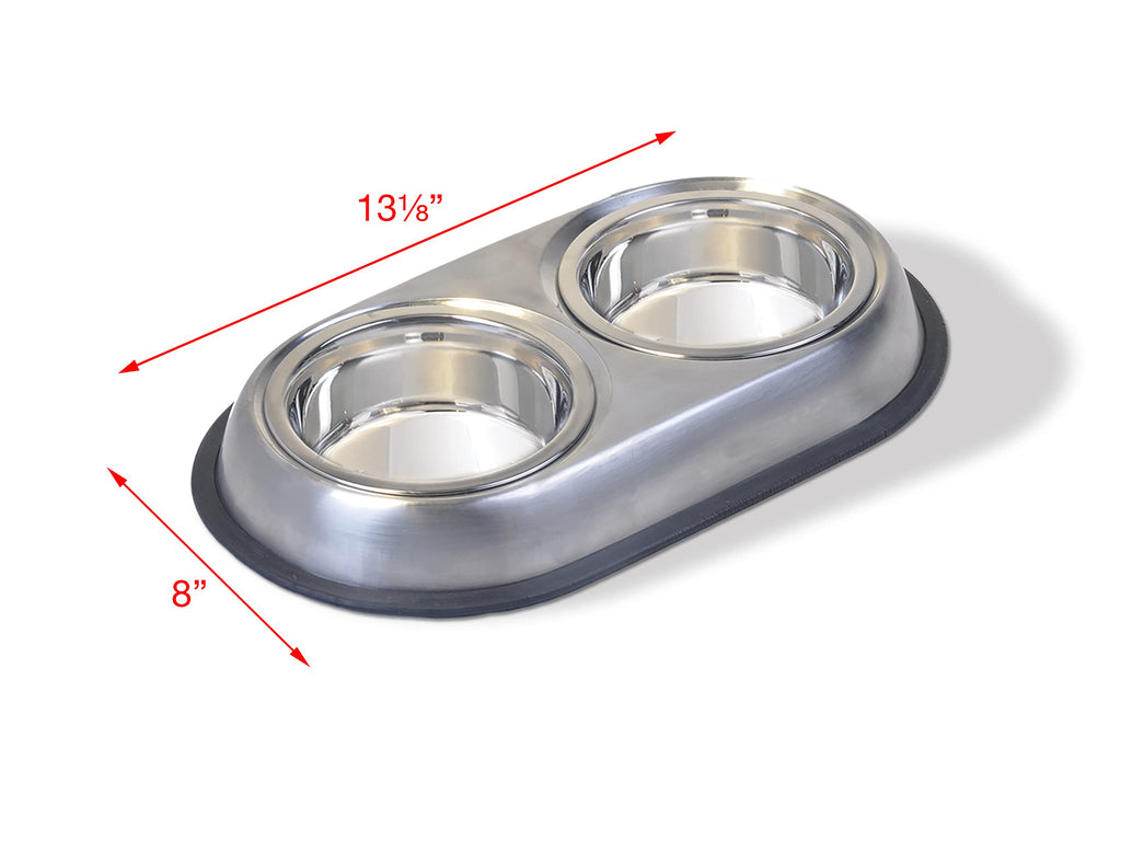 Stainless Steel Double Dish Food And Water Bowl 16 OZ X19611