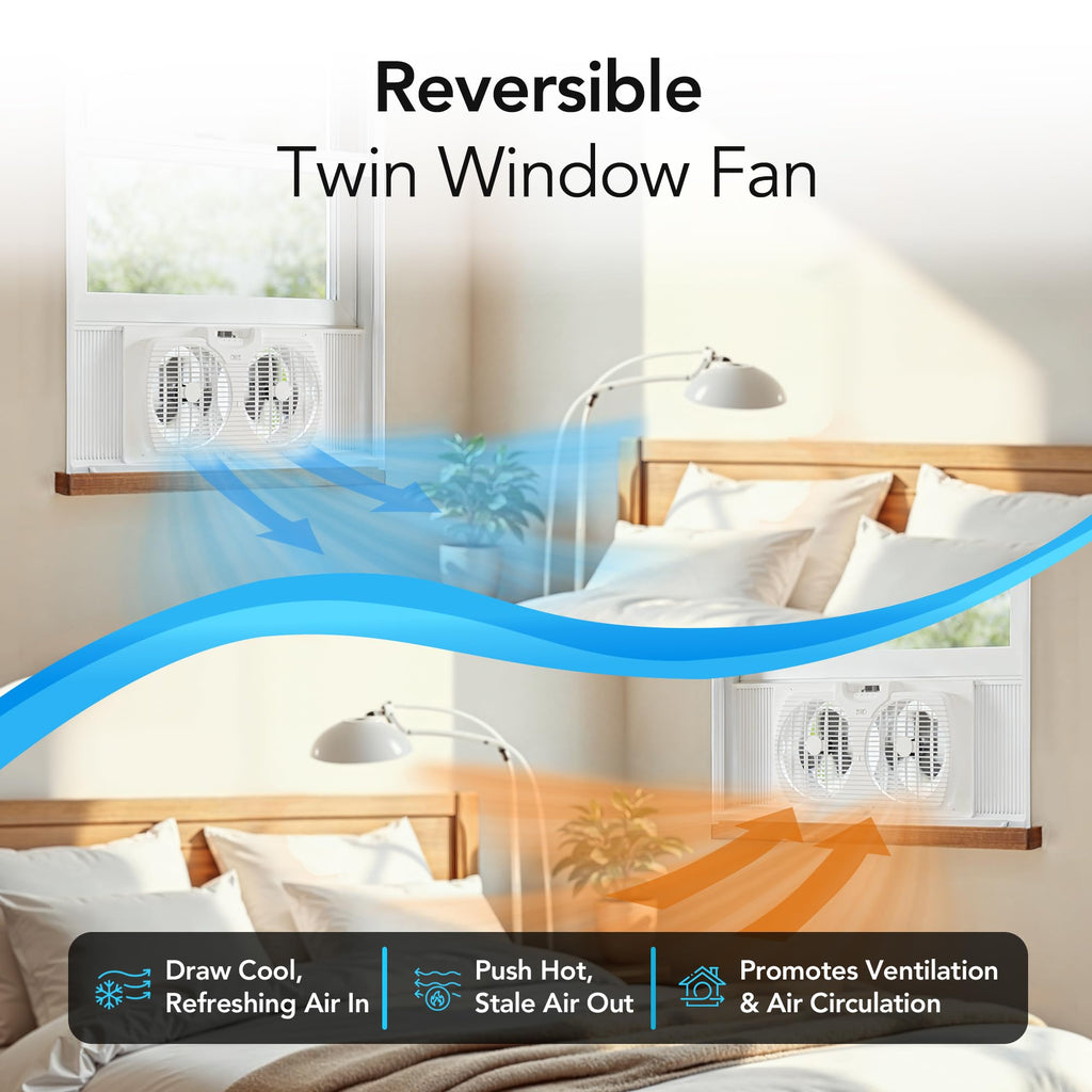 Reversible Twin Window Fan with 3-Speeds V1329