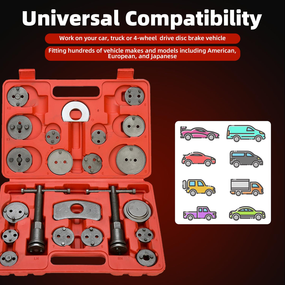 Disc Brake Caliper Compressor Wind Back Tool 24pc G940219