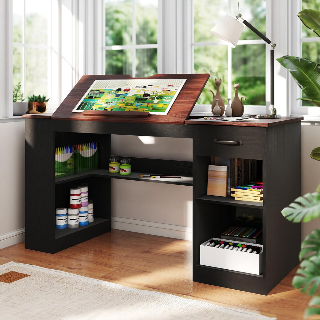 55.1" Black Drafting Table K808