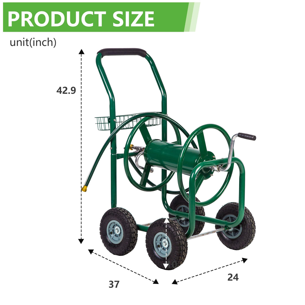 Garden Hose Reel Cart with 4 Wheels X79123