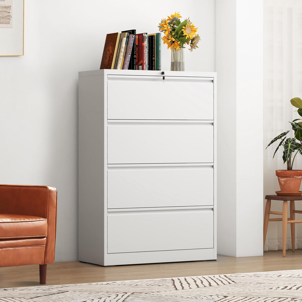Black 4-Drawer Locking Lateral File Cabinet O1564