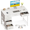 White Computer Desk with 6 Drawers F86320