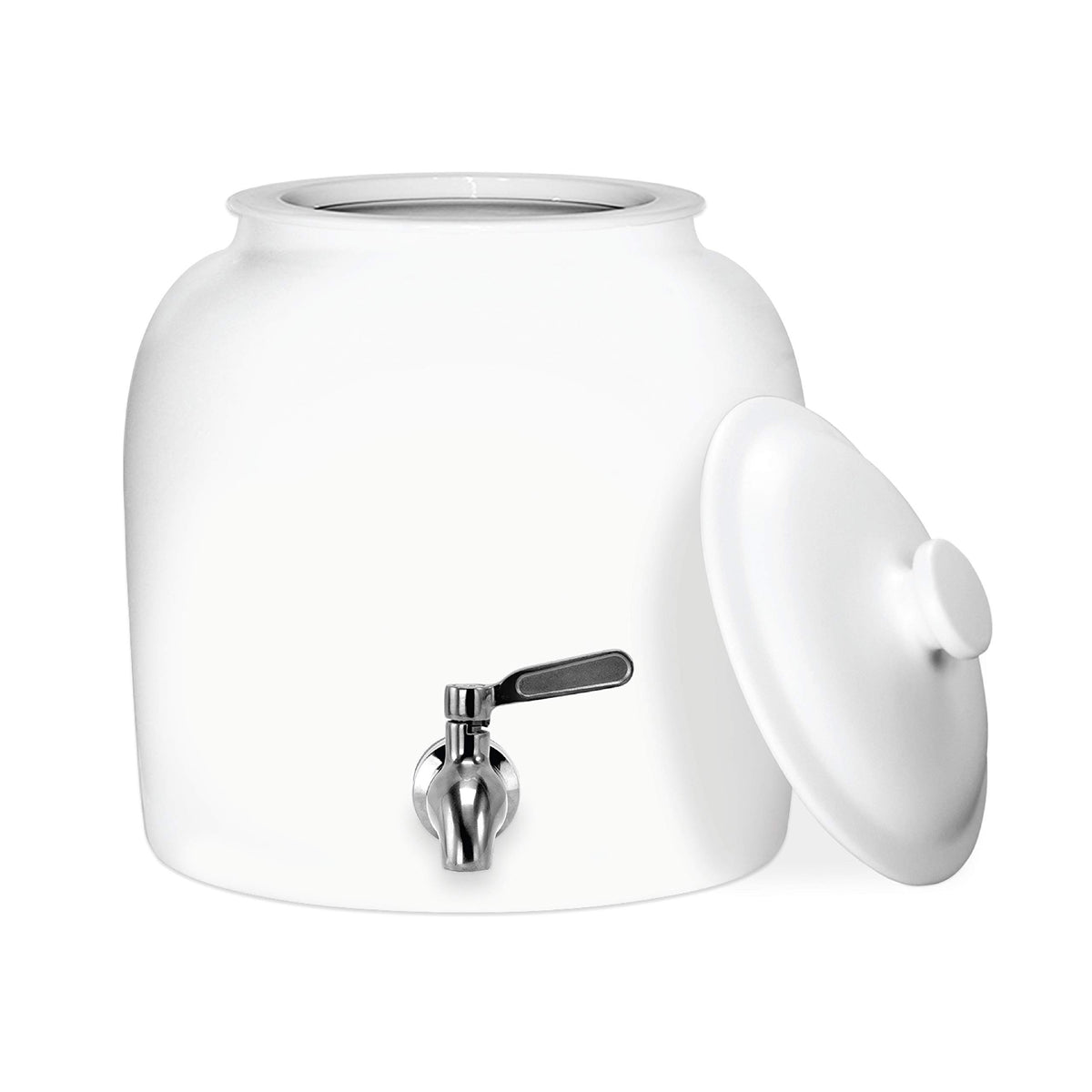 Porcelain Ceramic Crock Water Dispenser with Stainless Steel Faucet and Lid W9810