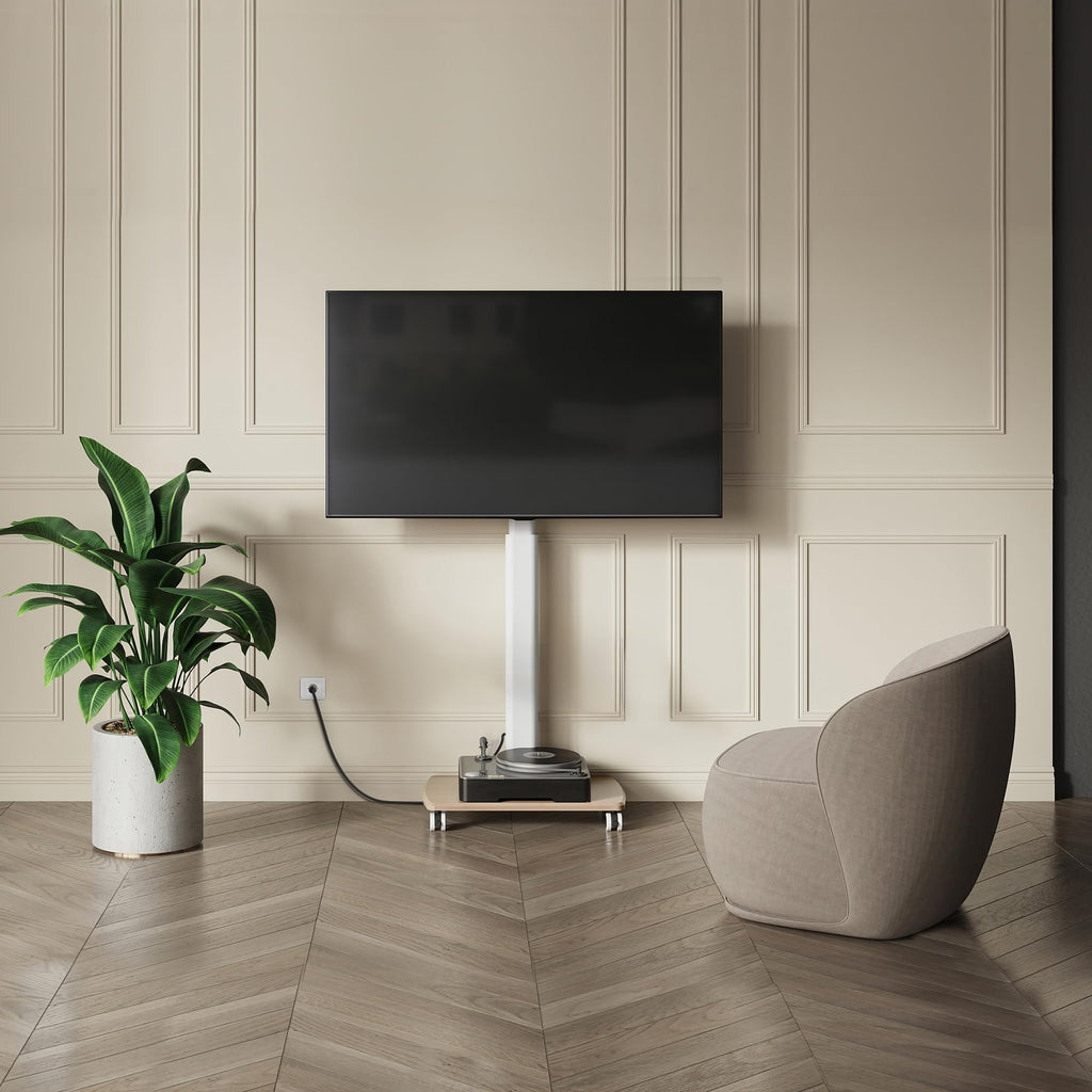 White Rolling TV Stand for 32-75 Inch TVs J73203