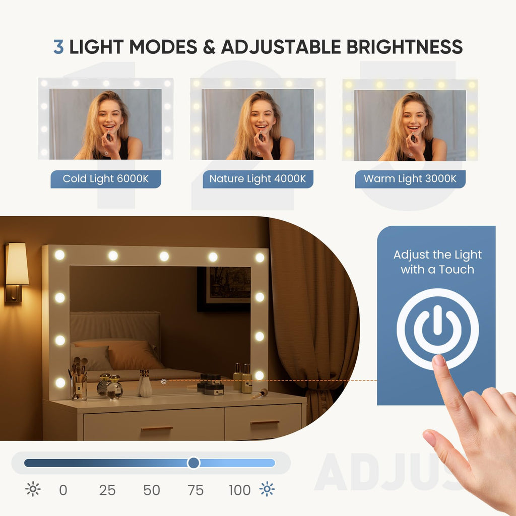 Vanity Desk with Mirror and Lights G46717
