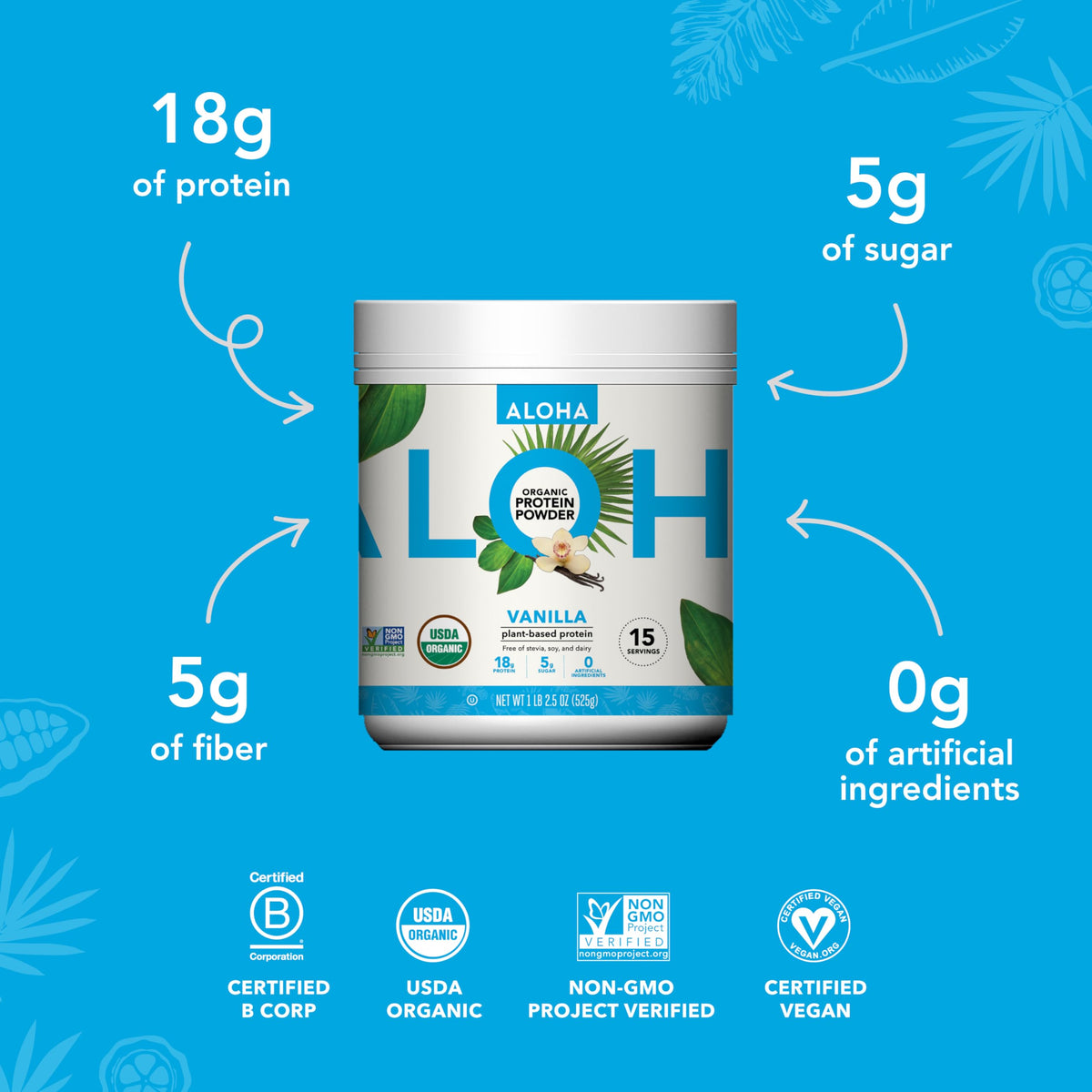 Organic Plant Based Vanilla Protein Powder 19.6 oz G359124
