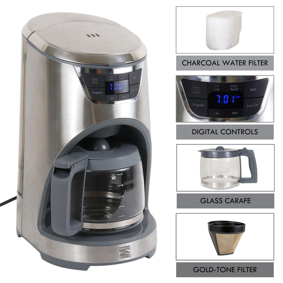 12-Cup Programmable Drip Coffee Maker with Glass Pot X648631