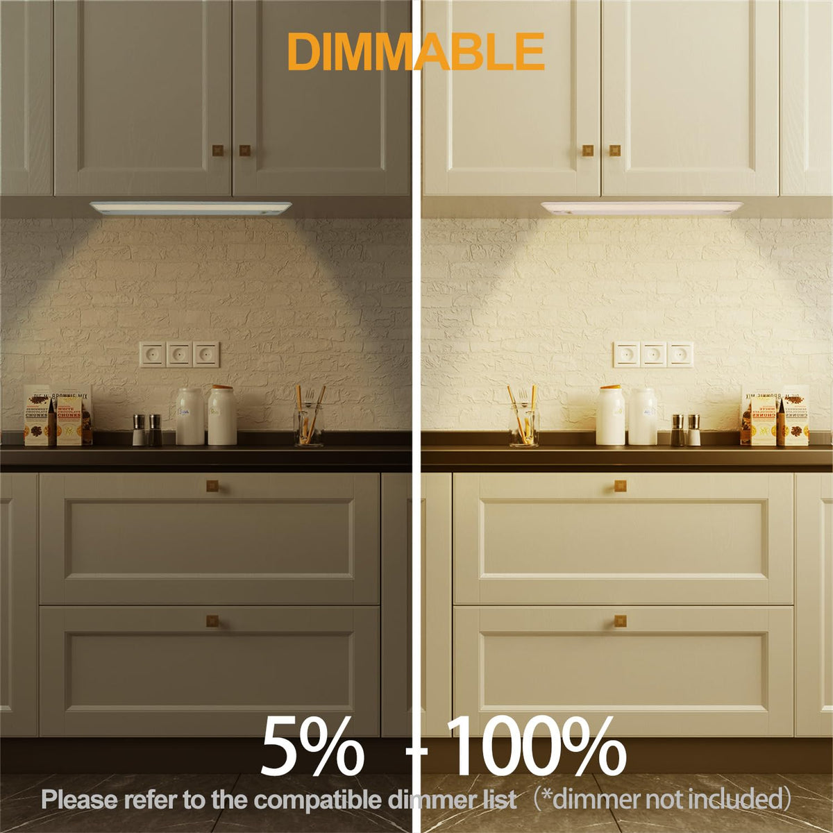3 Packs Under Cabinet Lights 24in 18W Dimmable 5 Color Temperature Q6660