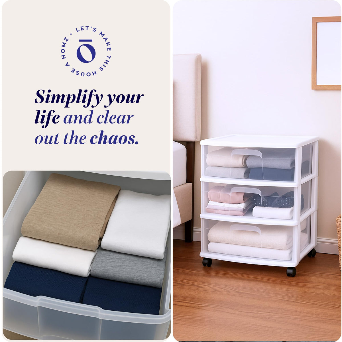 3-Tier Storage Cart with Removable Wheels T748