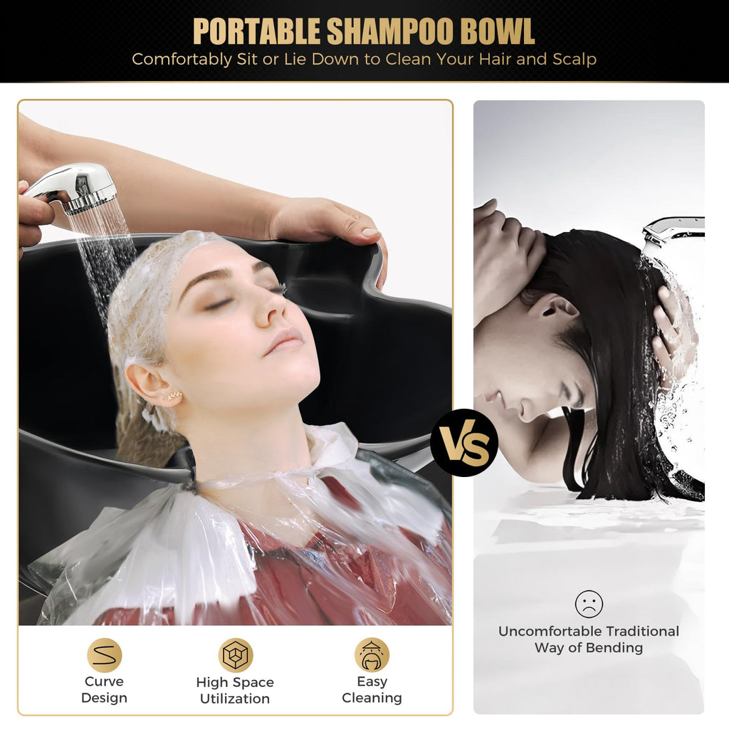 Portable Height Adjustable Shampoo Bowl with Drain Hoses E1002
