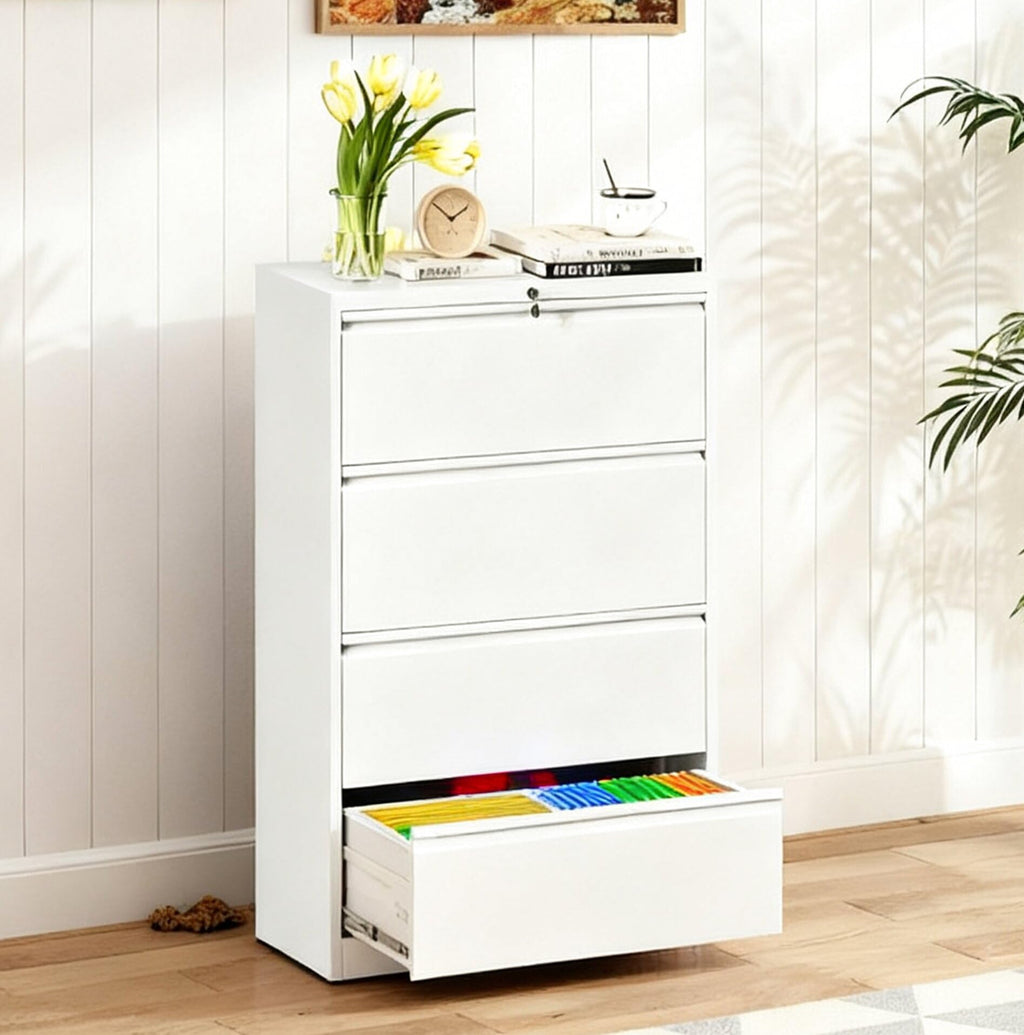 Black 4-Drawer Locking Lateral File Cabinet O1564