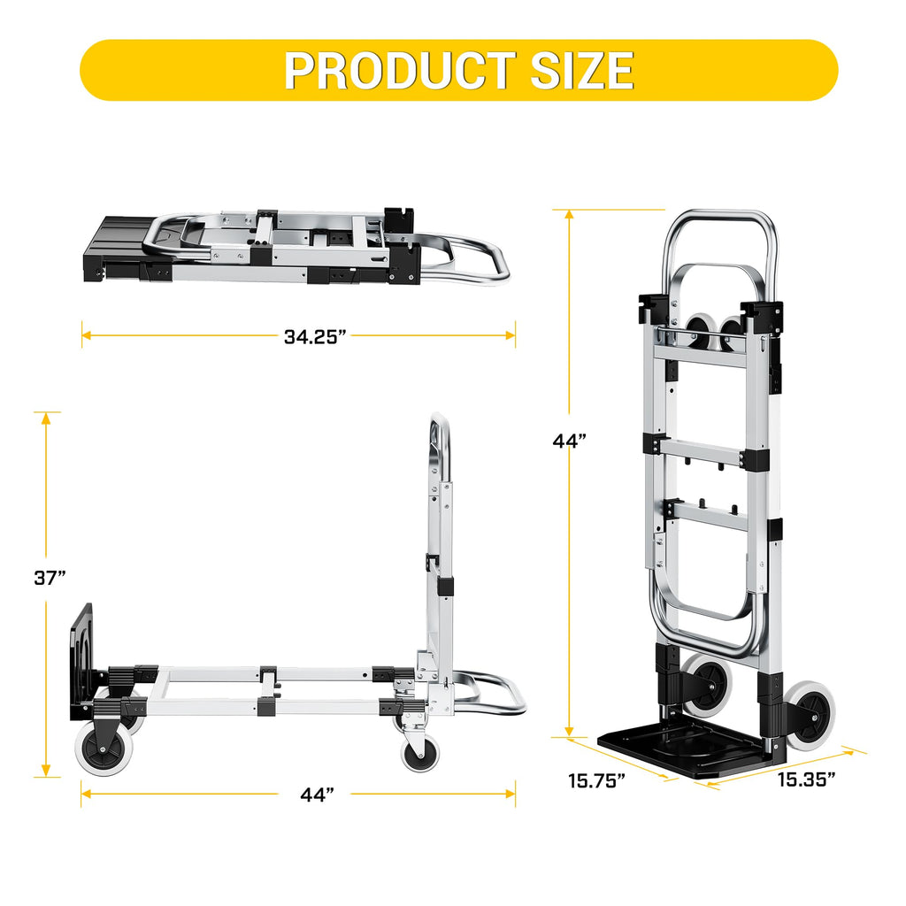 3 in 1 Folding Hand Truck 600lbs Capacity Heavy Duty D7385