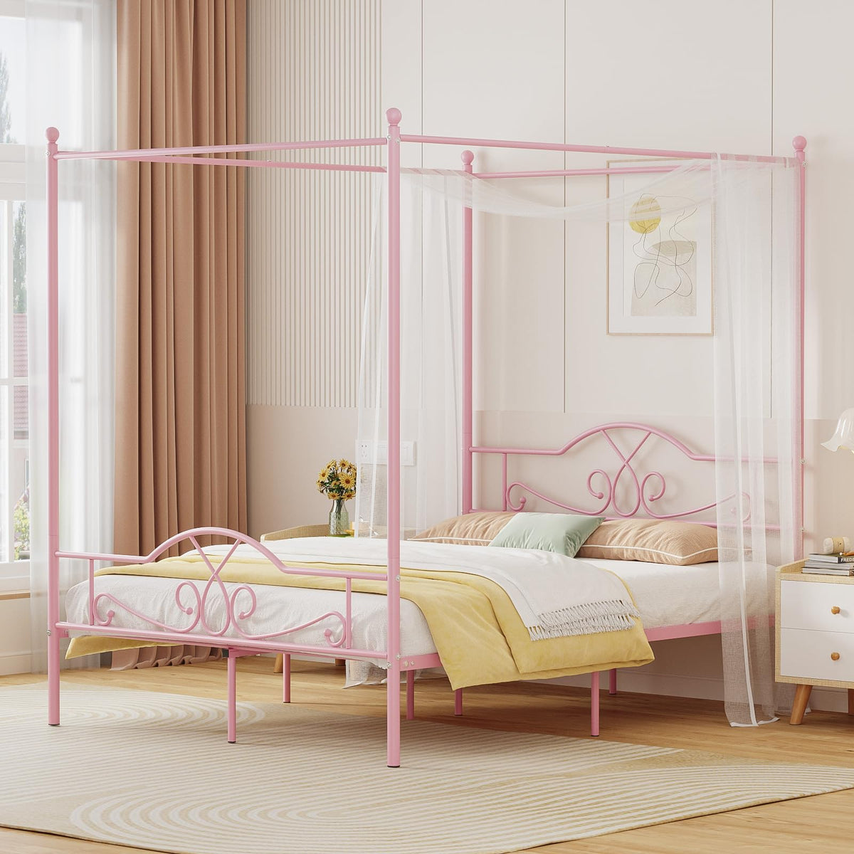 Full Size Canopy Bed Frame with 4 Posters C98539