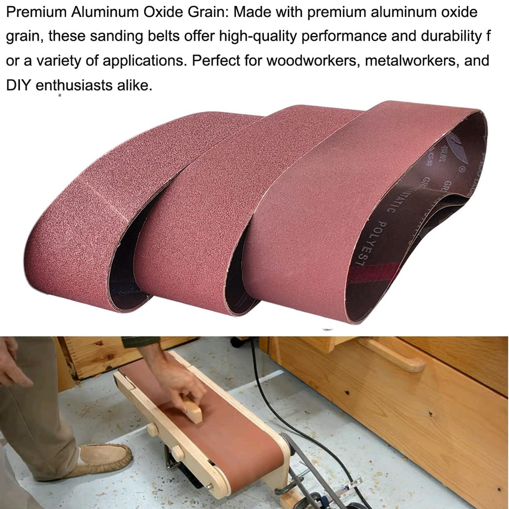 9 PCS 4" x 36" Aluminum Oxide Sander Belts 40 80 120 Grit C159076