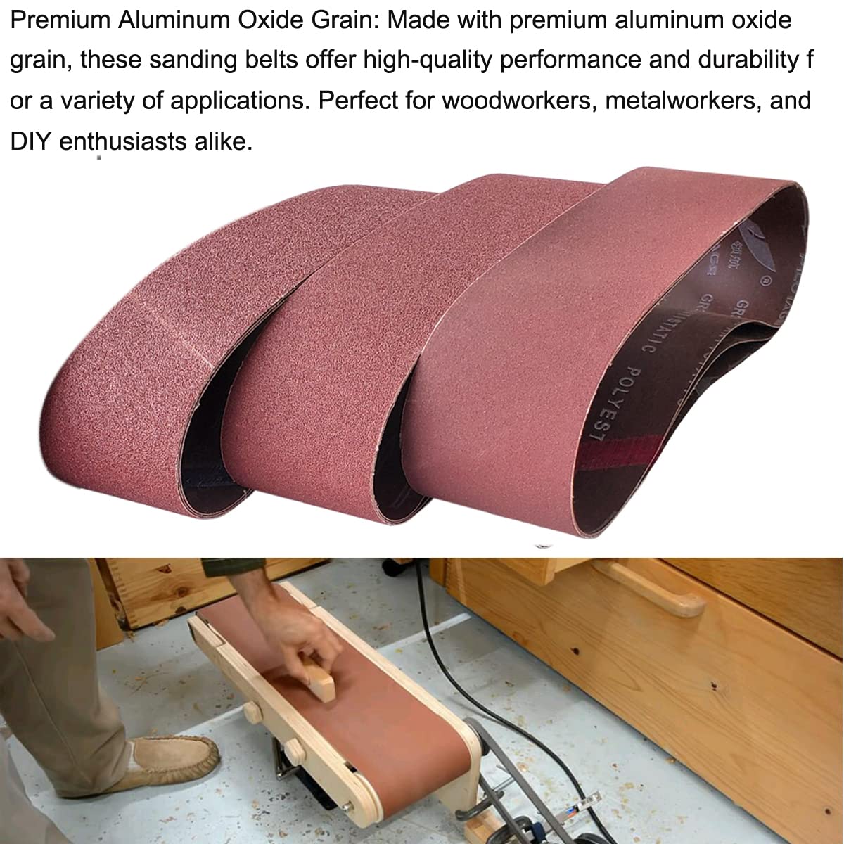 9 PCS 4" x 36" Aluminum Oxide Sander Belts 40 80 120 Grit C159076