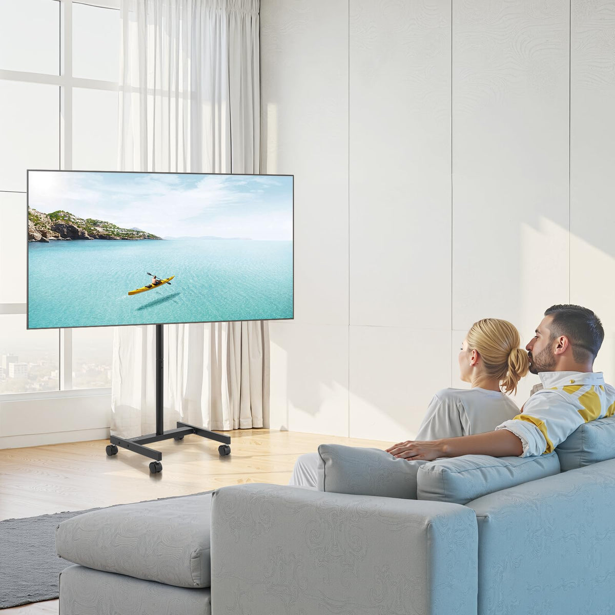 Rolling TV Stand for 17-55 Inch Screens with Wheels G213