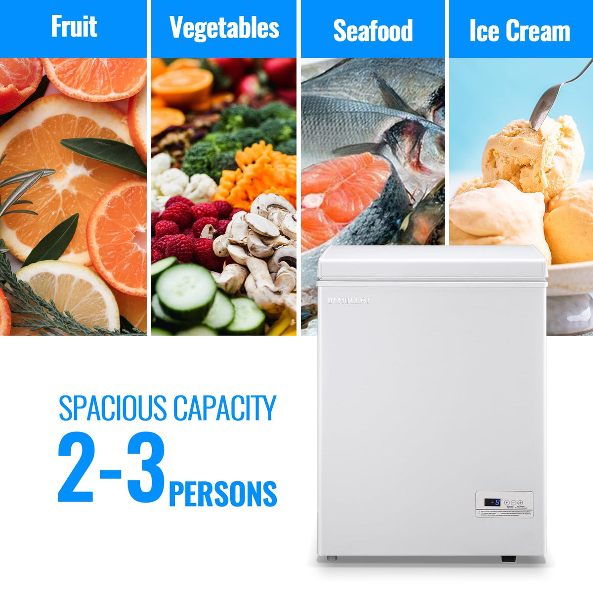 3.5 CU.FT White Chest Freezer with Two Removable Baskets G7798