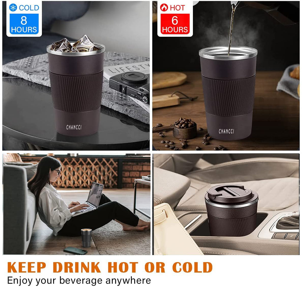 16 oz Insulated Stainless Steel Travel Coffee Mug with Screw Lid K385825
