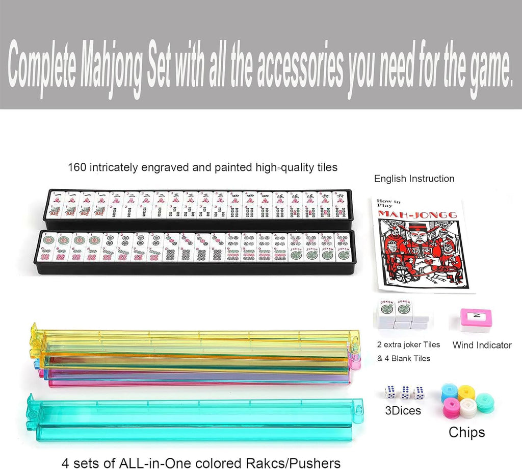 American Mahjong Set with Blue Paisley Carrying Bag 166 White Tiles X1219