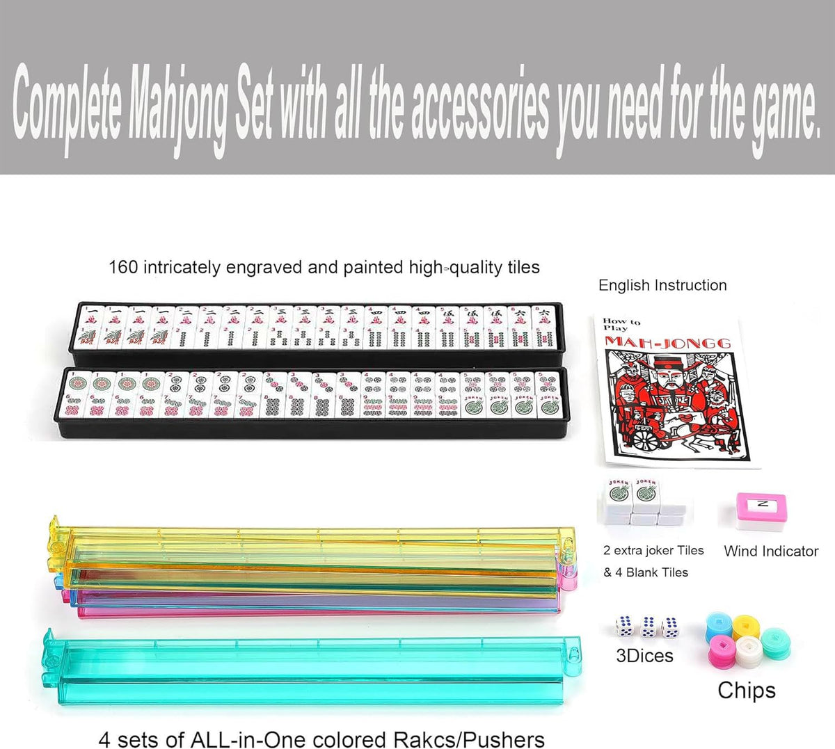 American Mahjong Set with Blue Paisley Carrying Bag 166 White Tiles X1219