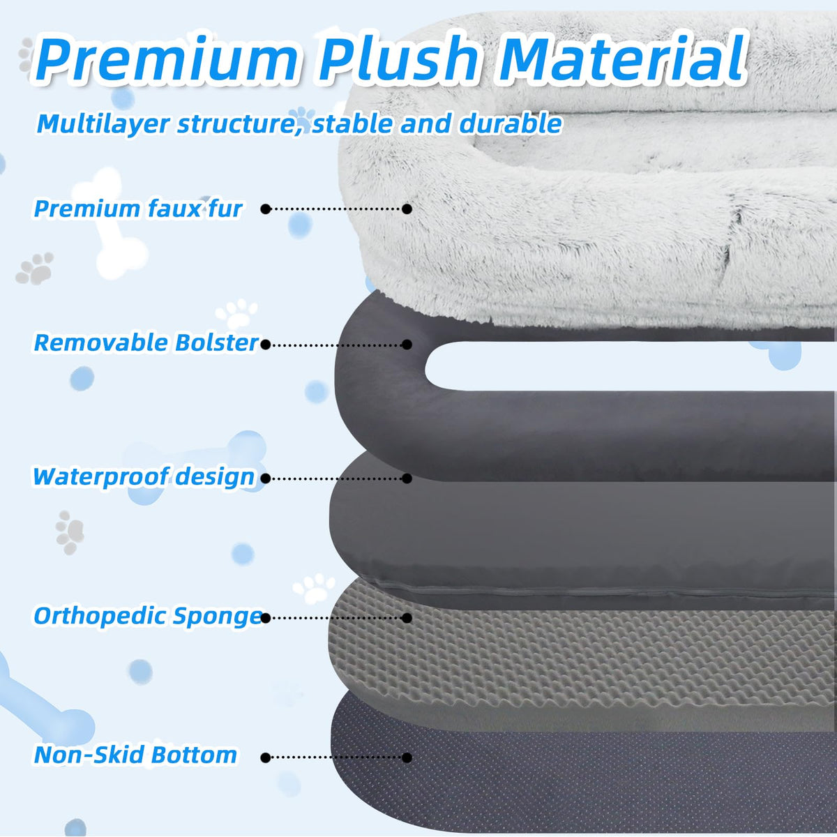 Grey Human Dog Bed Z8351