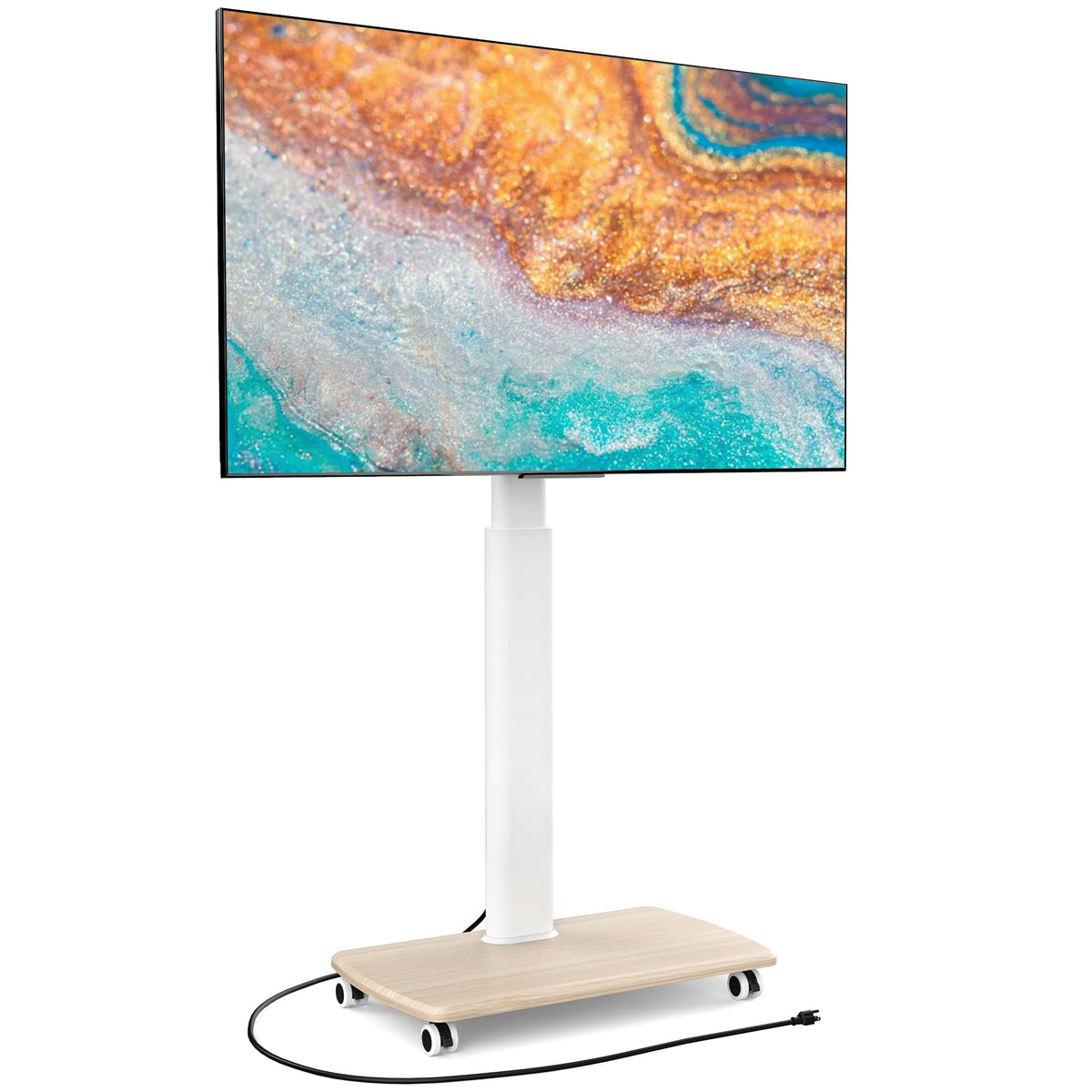 White Rolling TV Stand for 32-75 Inch TVs J73203