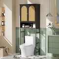 Rattan Wood Toilet Storage Cabinet with Metal Stand L649