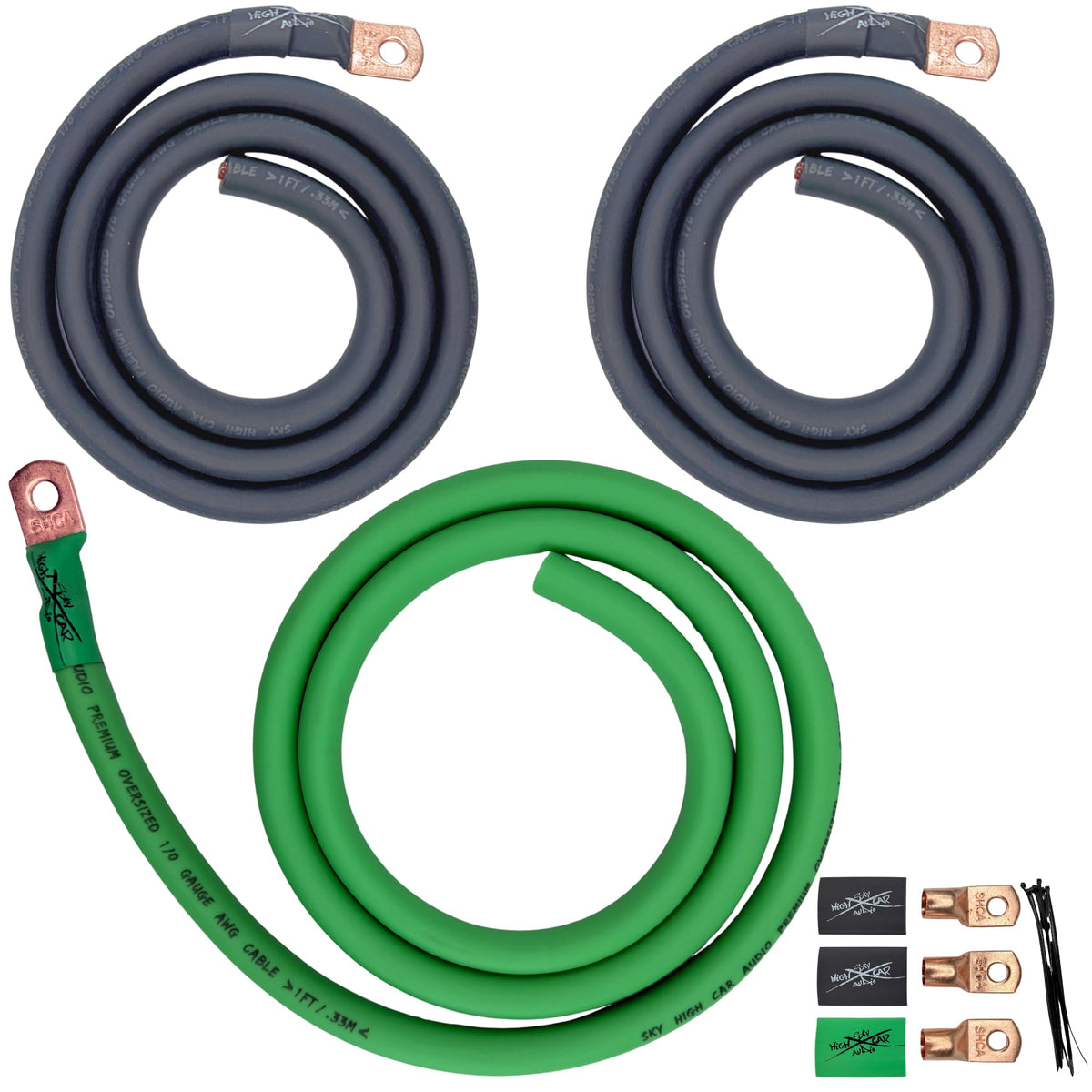 Oversized 1/0 Gauge AWG Electrical Wiring Kit V7173
