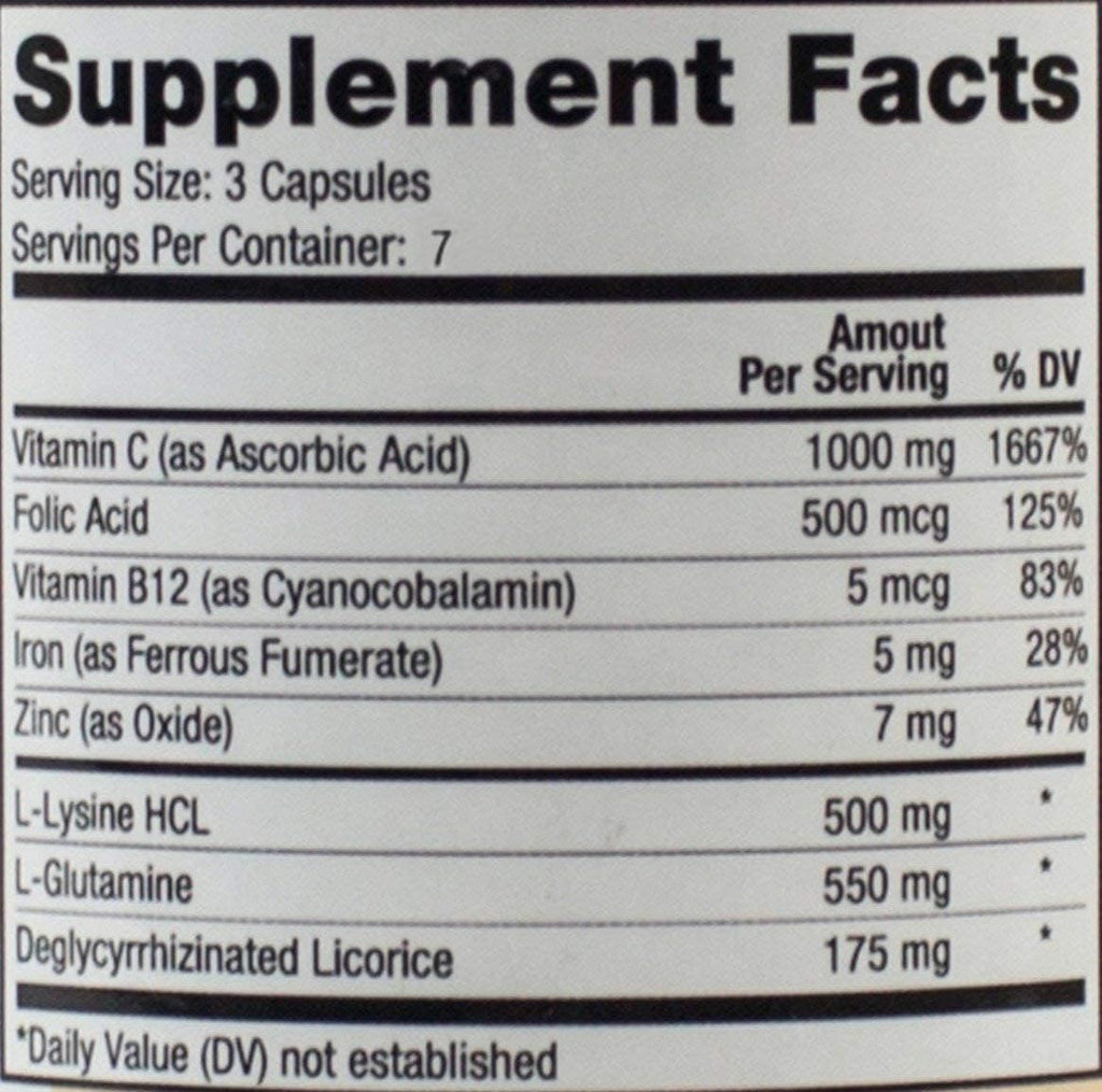 Canker Sore Relief Pills with Vitamin B12 Folate L-Lysine DGL G62209
