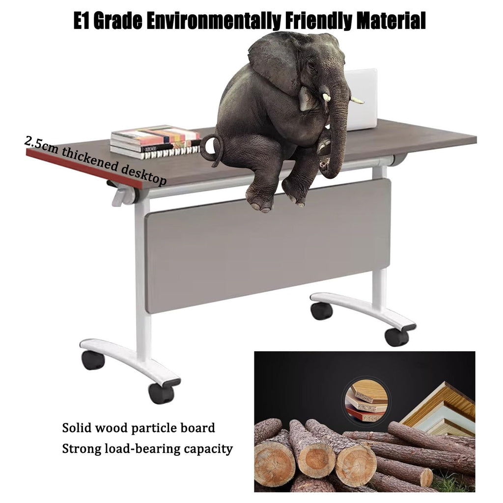 Gray Wood Folding Table with Steel Frame M571424
