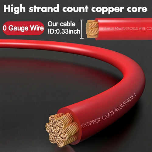 0 Gauge 3000W Amp Wiring Kit with 17FT CCA Power Cable E572226
