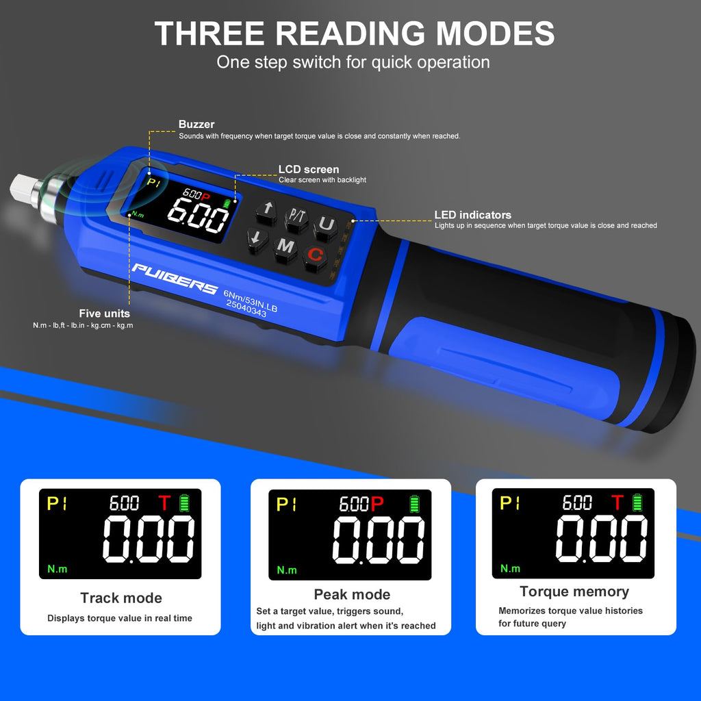 46 Pcs Digital Torque Screwdriver Set 1/4" Adjustable P3159