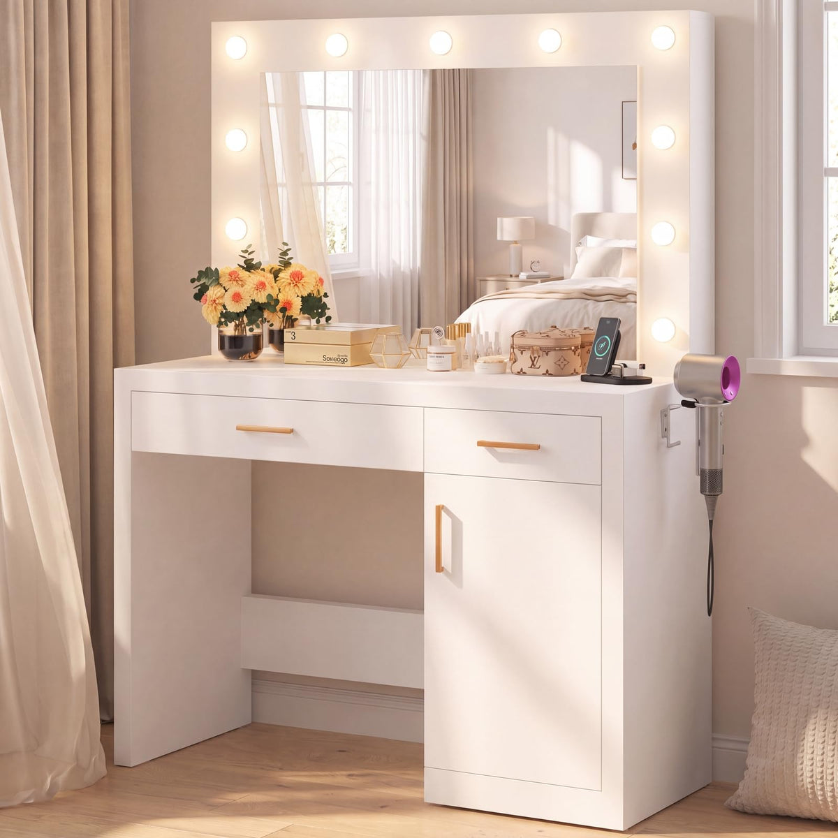 Vanity Desk with Mirror and Lights G46717