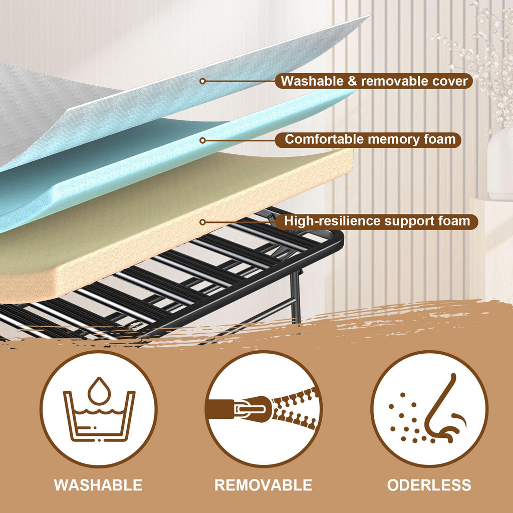 Folding Bed with Memory Mattress 75" x 38" Twin F14403