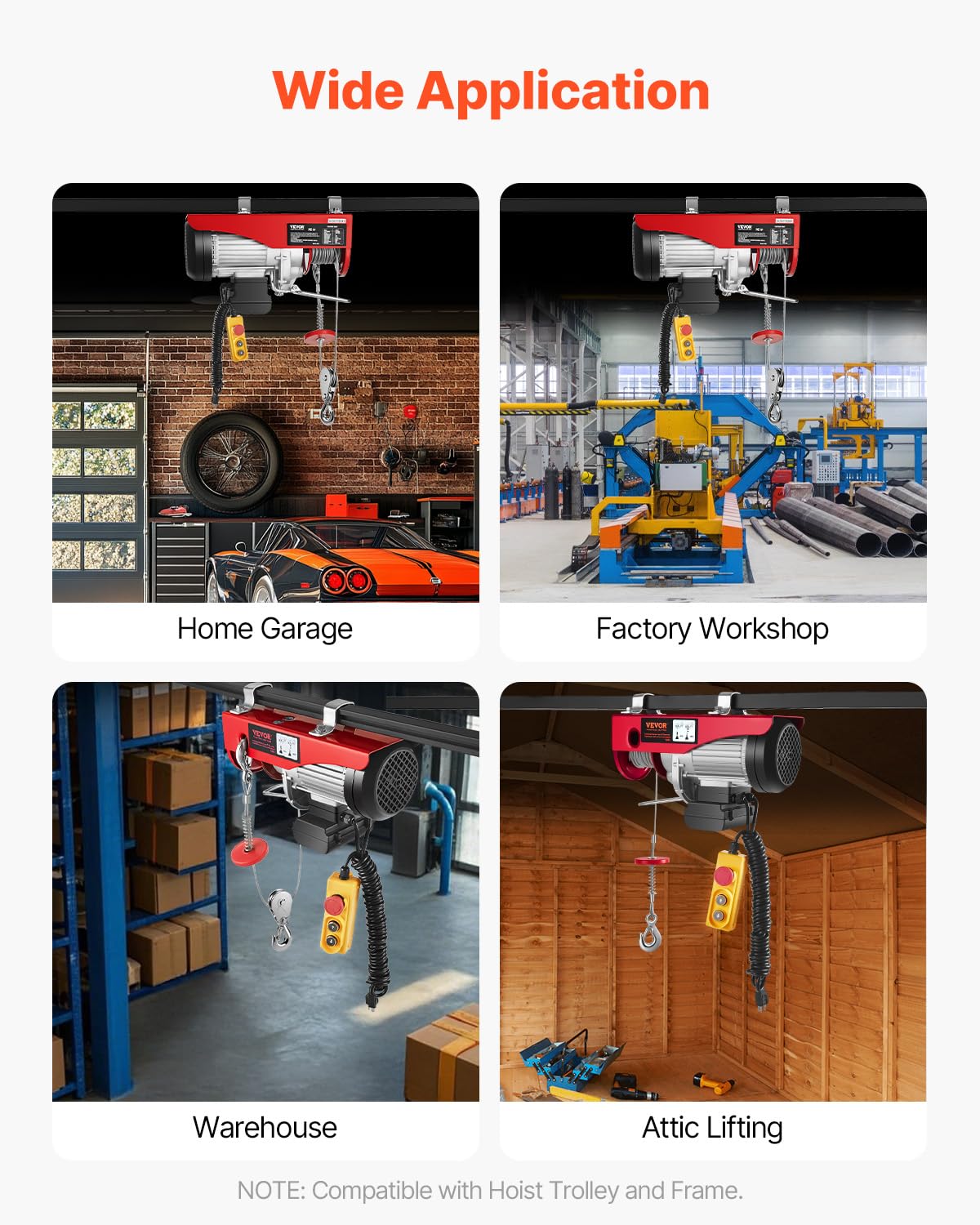 880lbs Electric Hoist with Wired Remote Control I92479