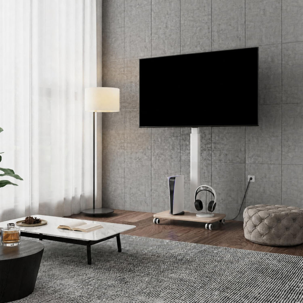 White Rolling TV Stand for 32-75 Inch TVs J73203