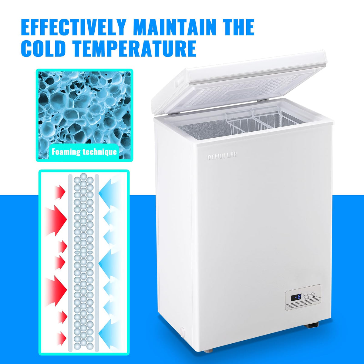 3.5 CU.FT White Chest Freezer with Two Removable Baskets G7798