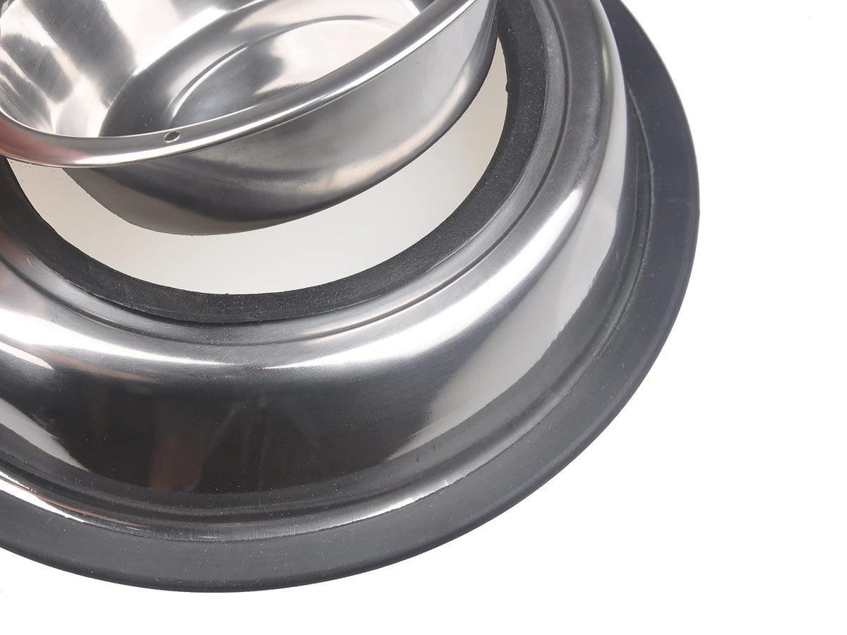 Stainless Steel Double Dish Food And Water Bowl 16 OZ X19611