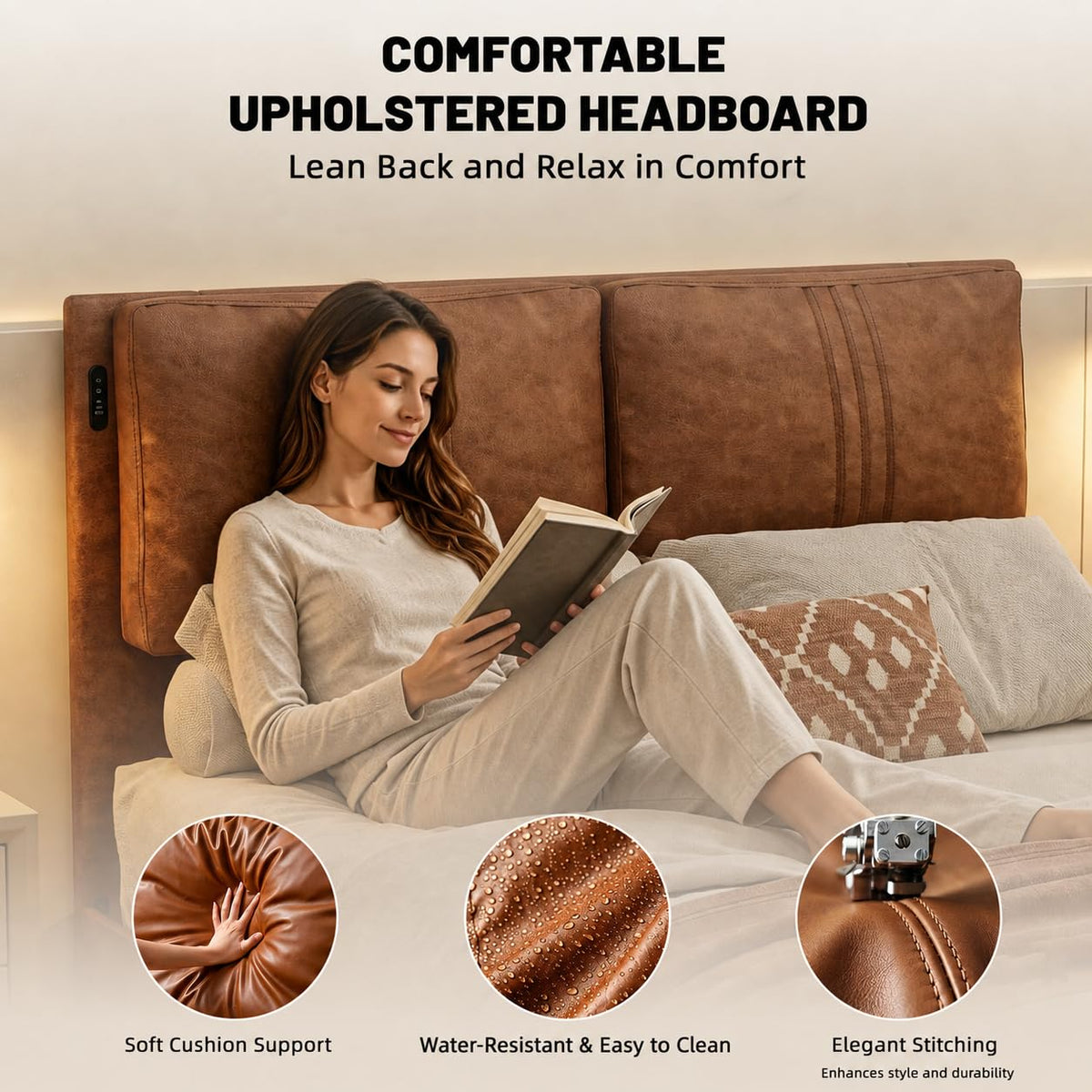 Queen Floating Bed Frame with LED Lights D7874