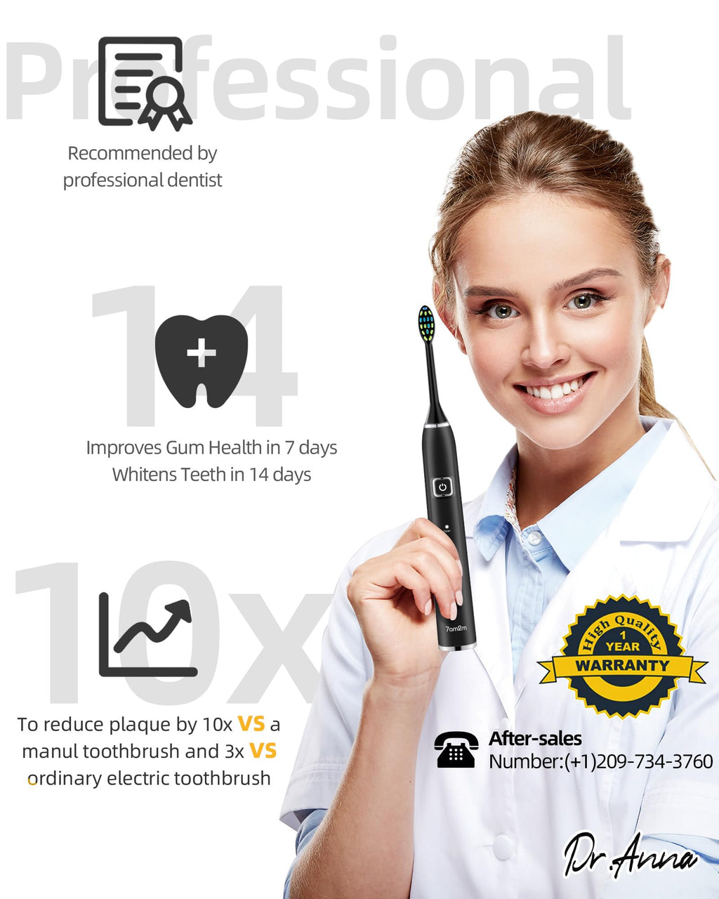 Sonic Electric Toothbrush with 12 Brush Heads, 2 Pack B437