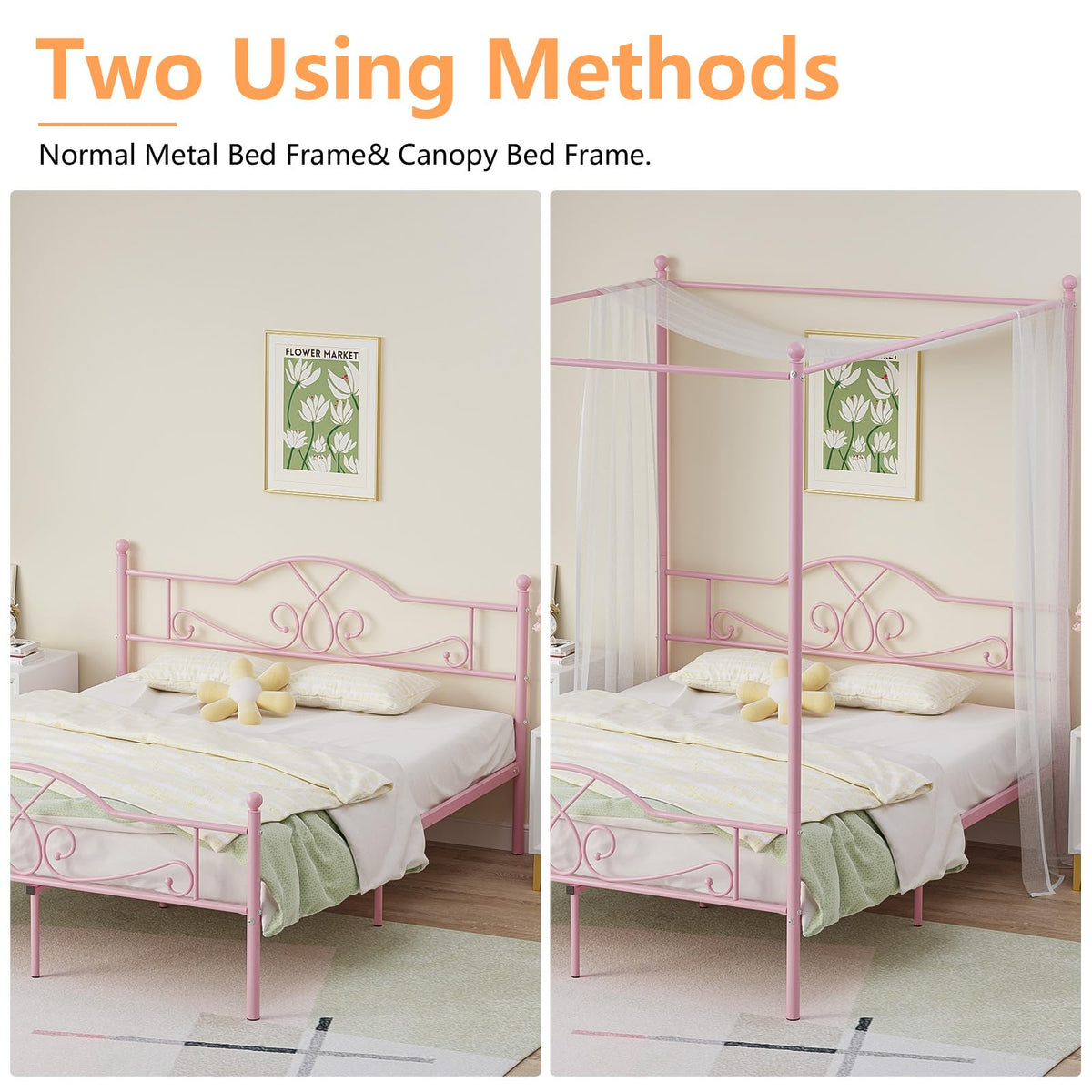 Full Size Canopy Bed Frame with 4 Posters C98539