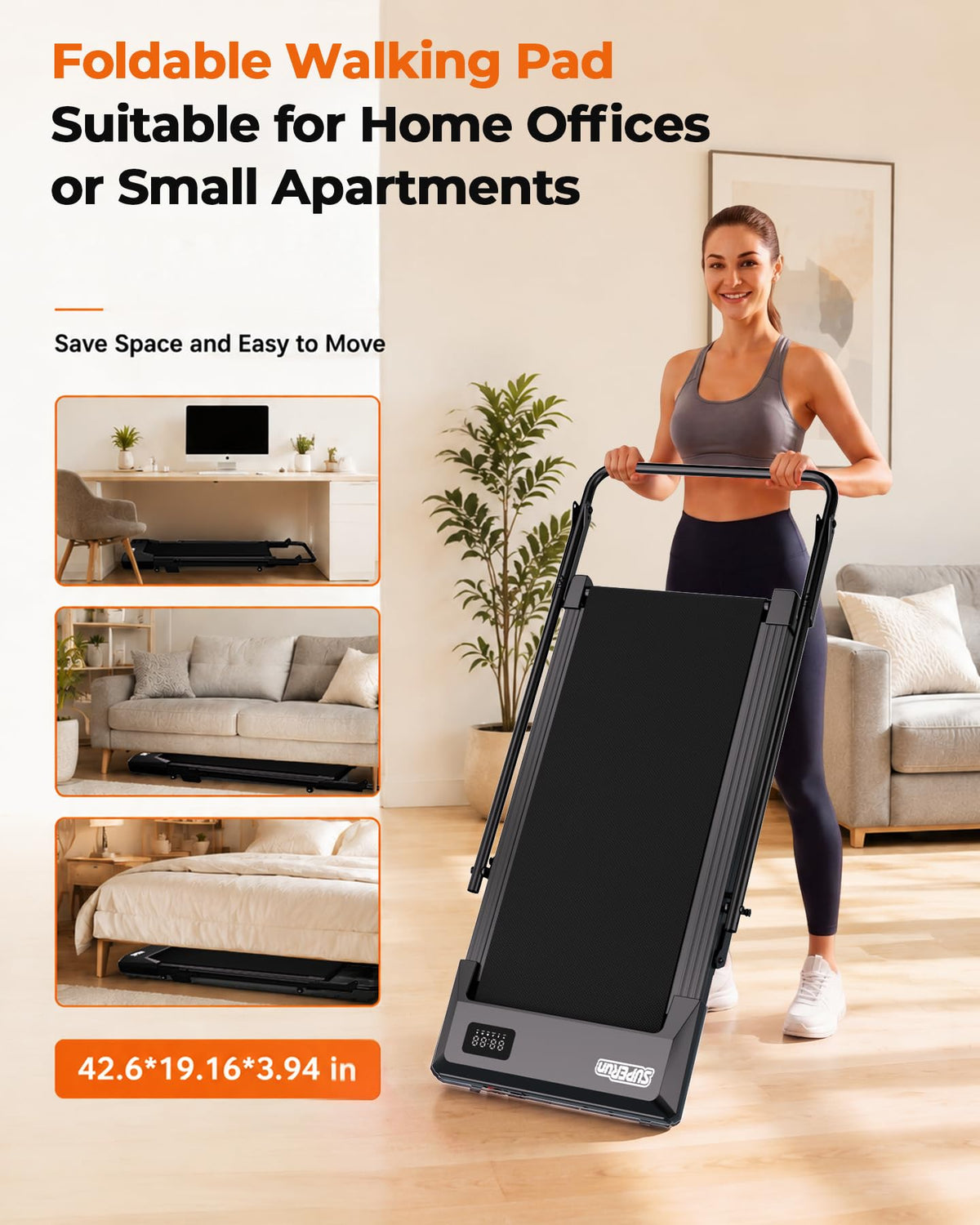 Walking Pad with 6% Incline, 3 in 1 Portable Treadmill, 2.5 HP, 300 Lbs Capacity X557907