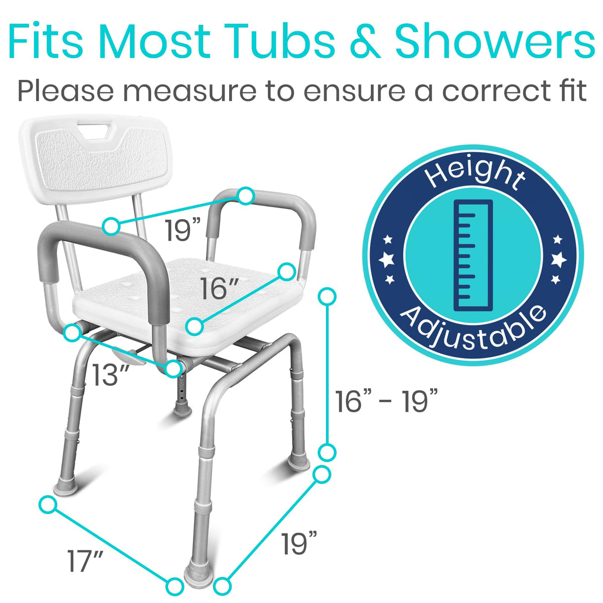 Swivel Shower Chair with Removable Back & Arms G69626