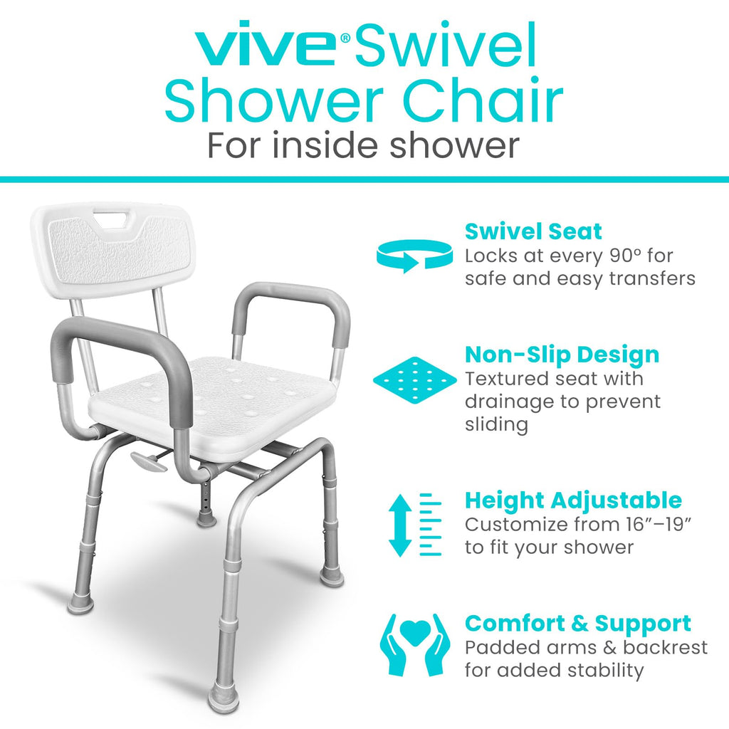 Swivel Shower Chair with Removable Back & Arms G69626