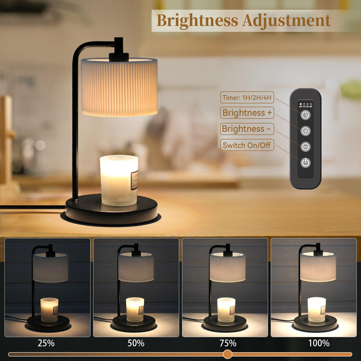 Dimmable Candle Warmer Lamp with Timer and Bulbs Black I967