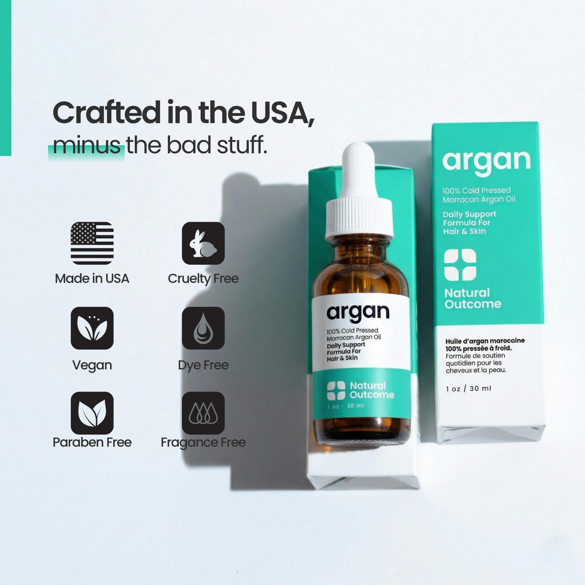 Argan Oil 100% Pure Moroccan Cold-Pressed Face, Body and Hair Oil 1 oz Z75870
