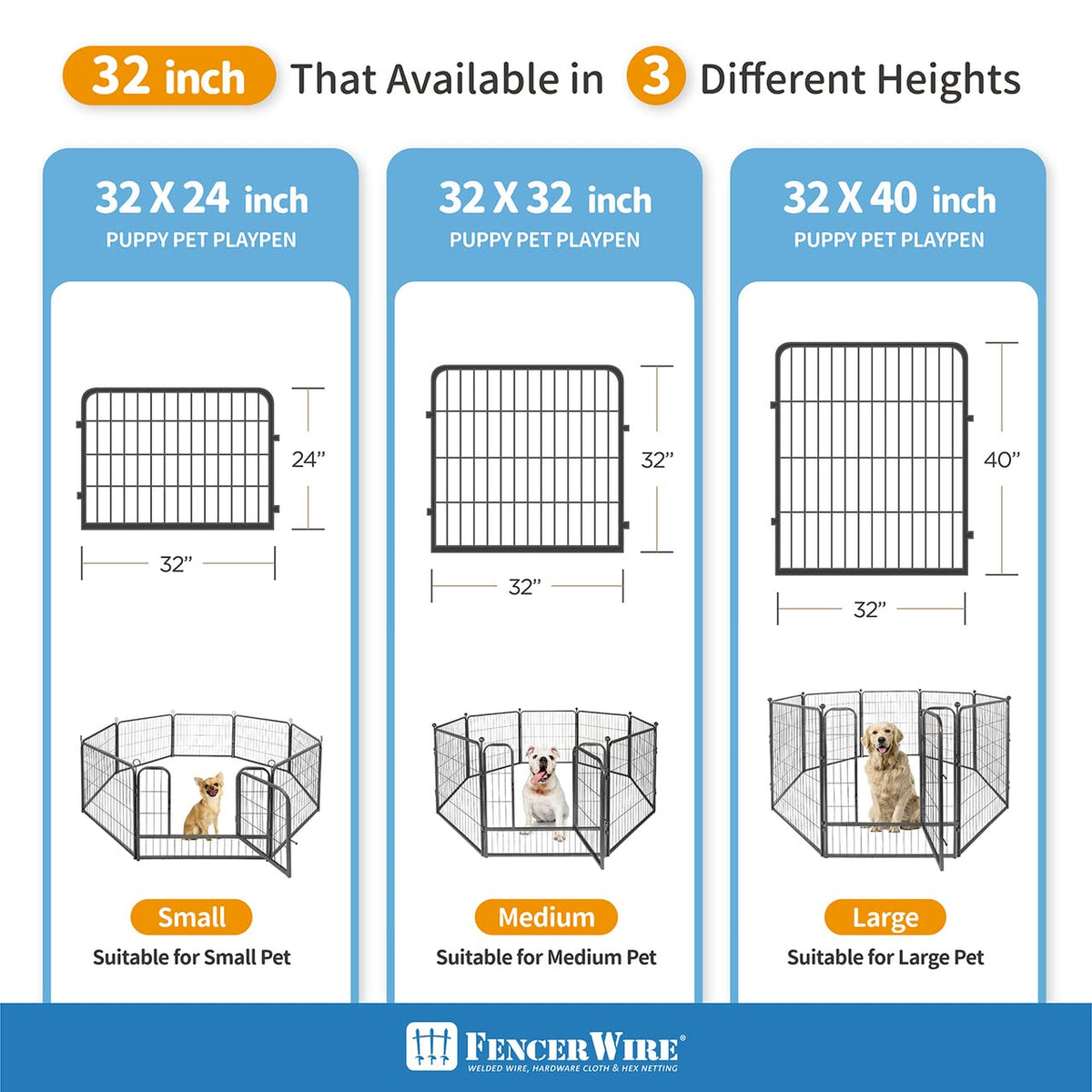 Foldable Metal Pet Playpen with Gate H9913
