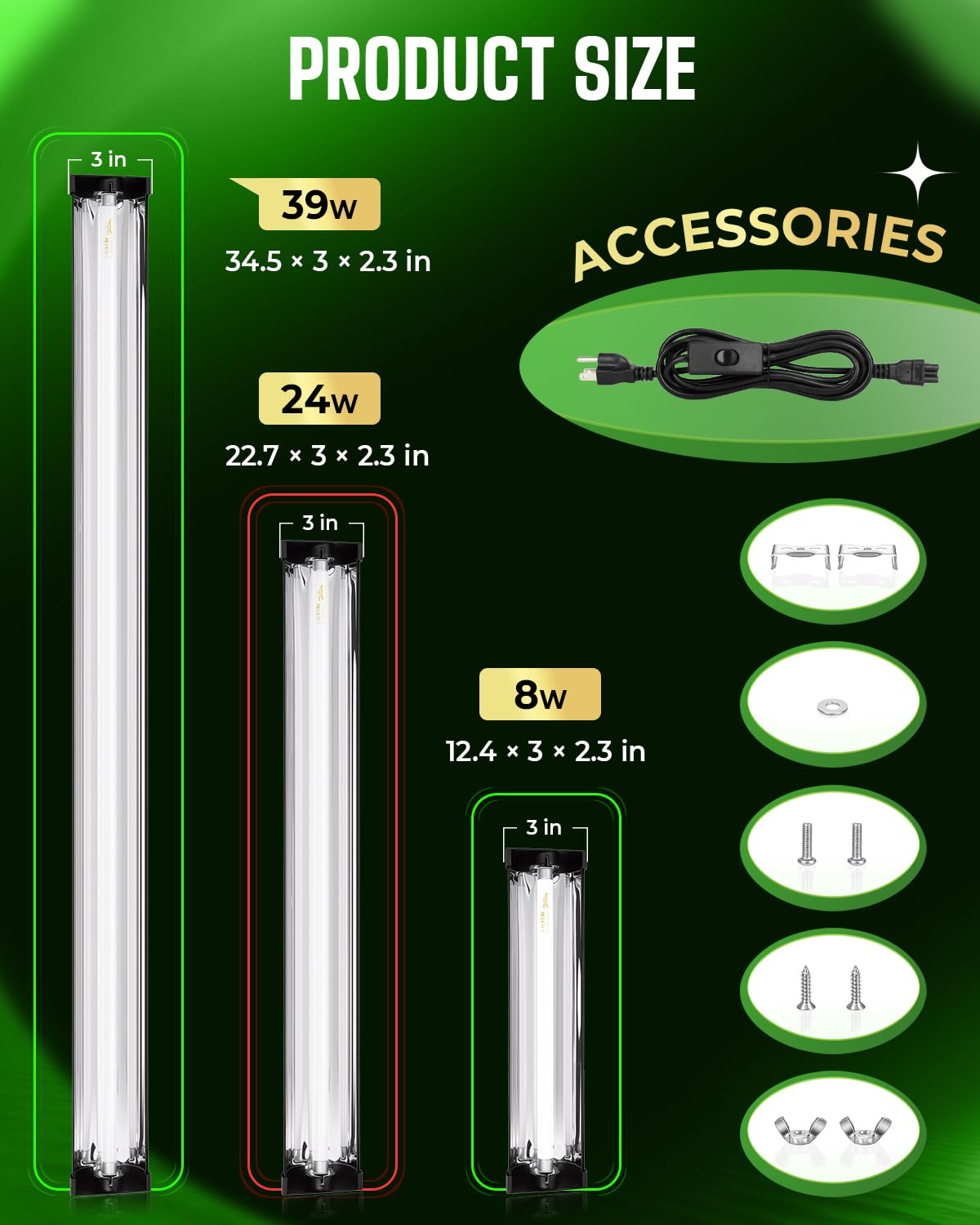 24W UVB Reptile Light Fixture Combo Kit P8753